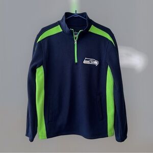 NFL Seattle Seahawks Blue Jersey Mens Size Medium Zip Long Sleeve Blue